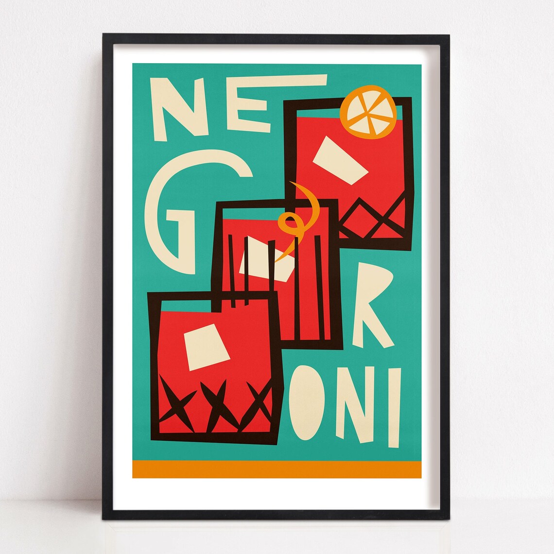 Negroni Poster, Mid-Century Kitchen Decor