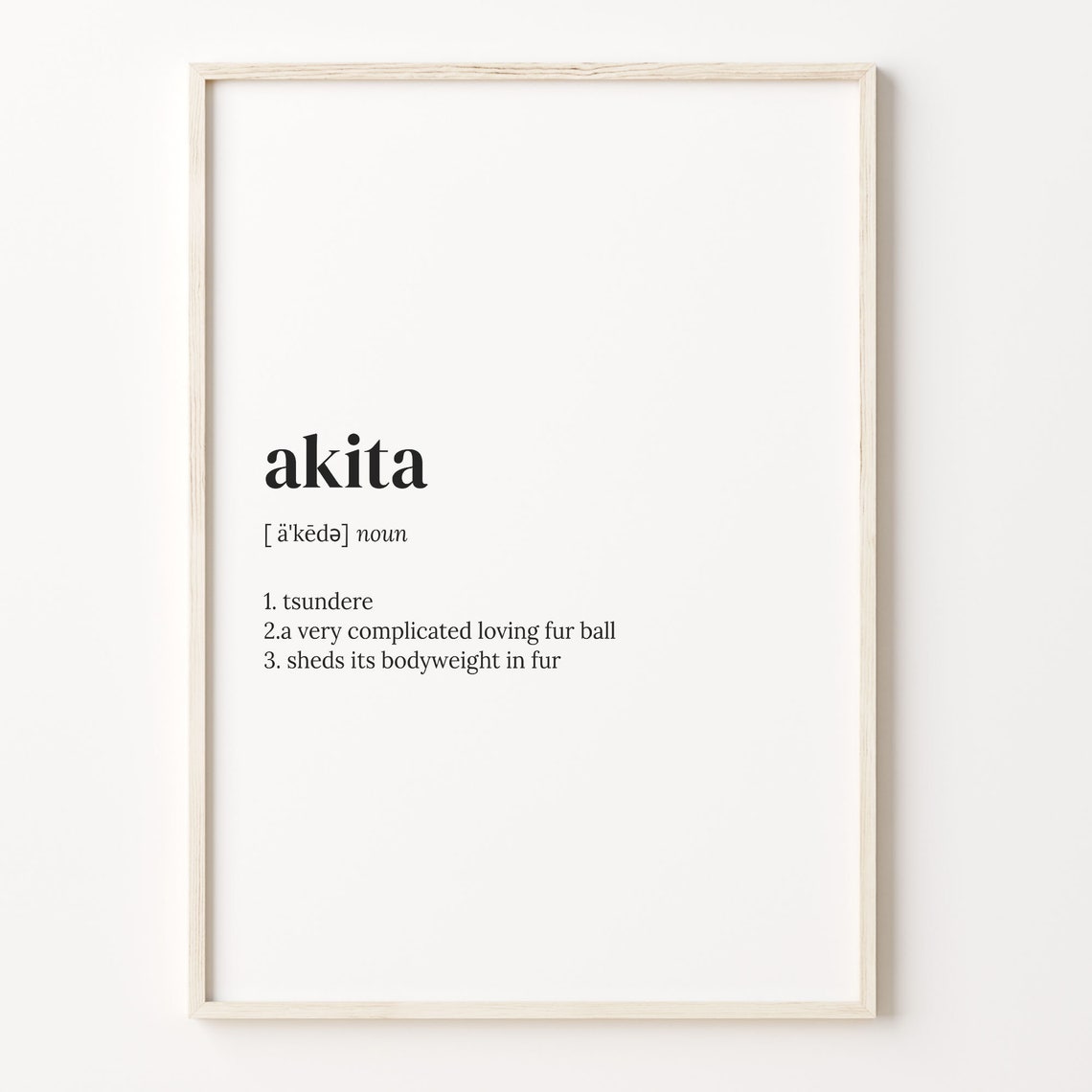 Akita Funny Dictionary Definition Dog Breed Owner Humor Poster