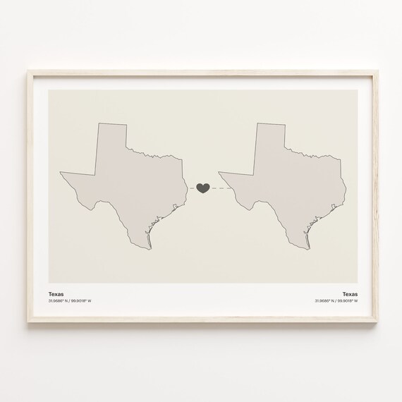 Texas To Texas Minimalist Long Distance Love Connection Poster