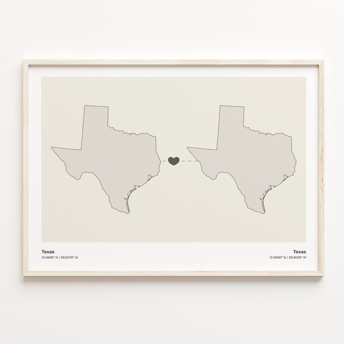 Texas To Texas Minimalist Long Distance Love Connection Poster