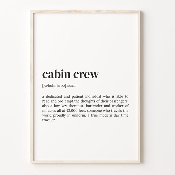 Cabin Crew Definition Dictionary Poster, Gift Idea