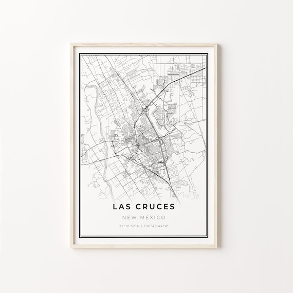 Las Cruces New Mexico Black And White City Map Street Art Poster
