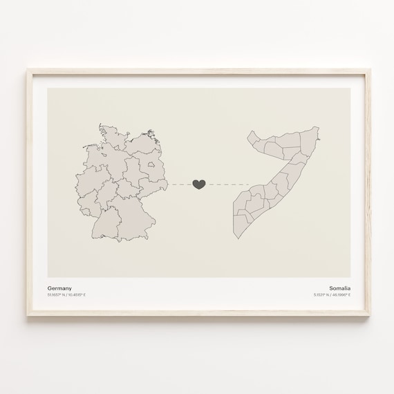 Germany To Somalia Long Distance Country Connection Map Art Poster