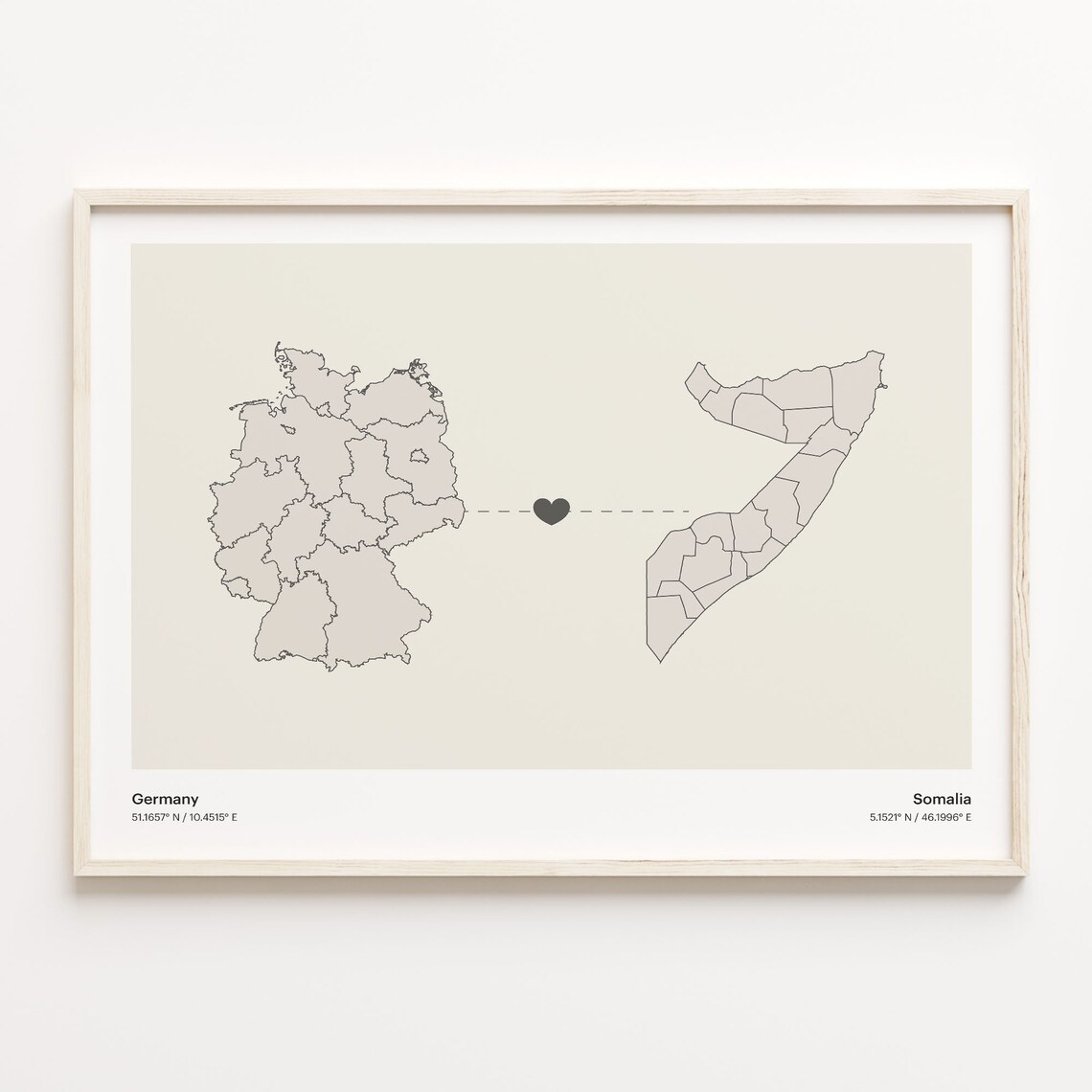 Germany To Somalia Long Distance Country Connection Map Art Poster