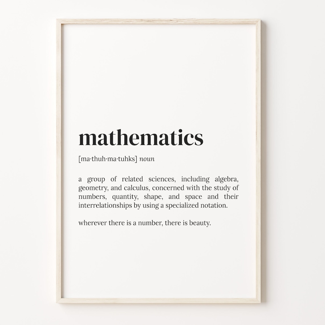 Mathematics Definition Dictionary Quote Art Print