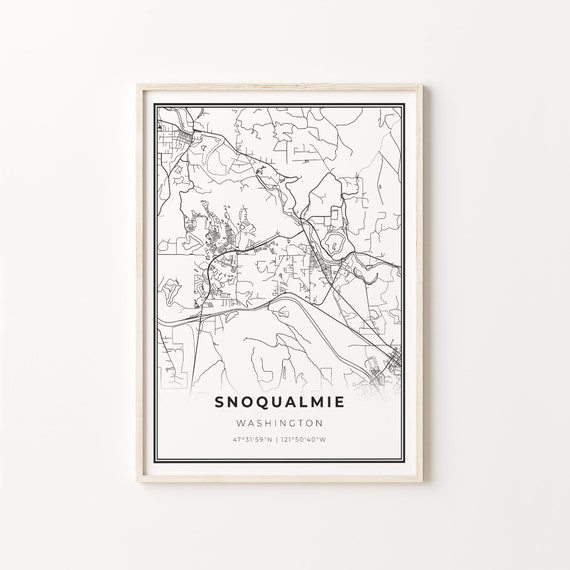 Snoqualmie City Map Art Poster, Washington Travel