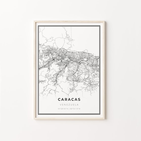 Caracas Venezuela Minimalist Black And White City Map Art Poster
