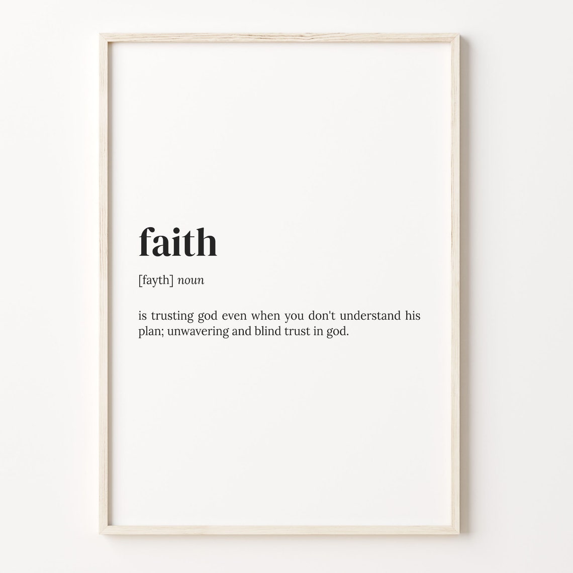 Faith Dictionary Definition Inspirational Trust in God Wall Art