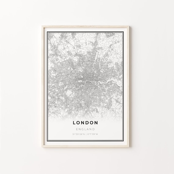 London England Minimalist Black And White City Map Art Poster