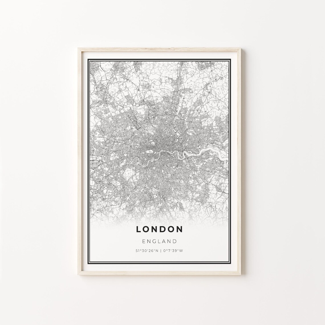 London England Minimalist Black And White City Map Art Poster