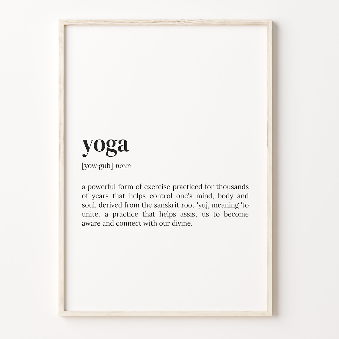 Yoga Definition Sanskrit Yuj Meaning Minimalist Gift Art Poster