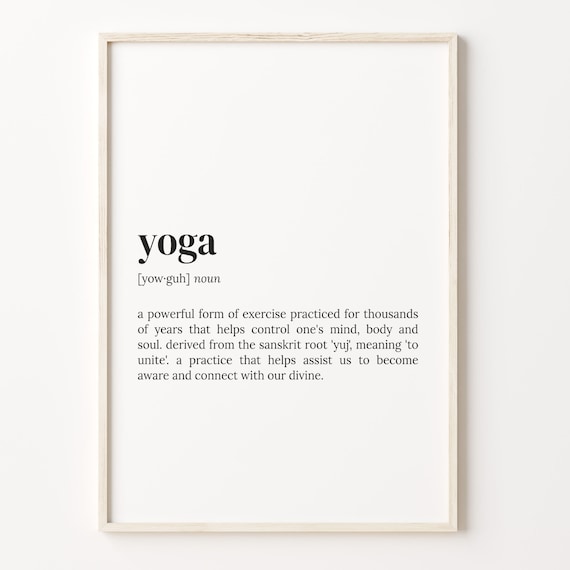 Yoga Definition Sanskrit Yuj Meaning Minimalist Gift Art Poster