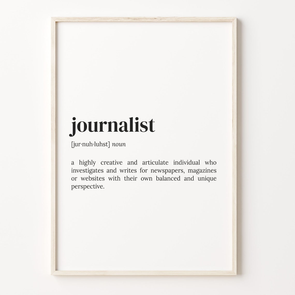 Journalist Definition Dictionary Writer Appreciation Gift Poster