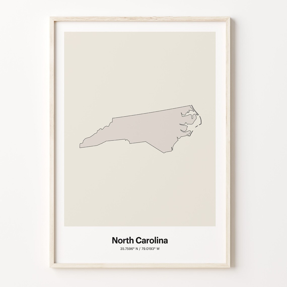 North Carolina Minimalist State Map Line Art Travel Coordinates Gift Poster