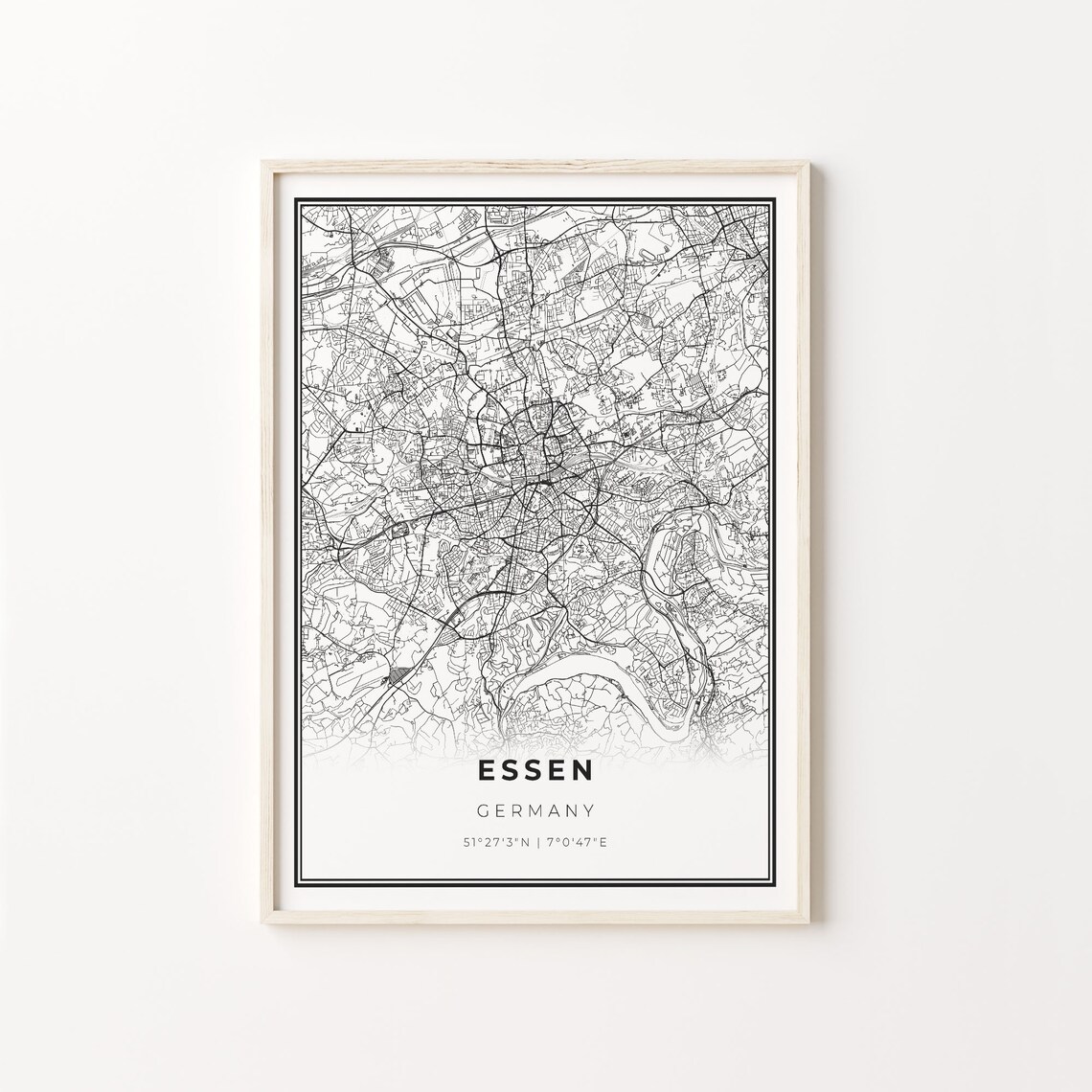 Essen Germany Modern Black And White City Map Street Art Poster