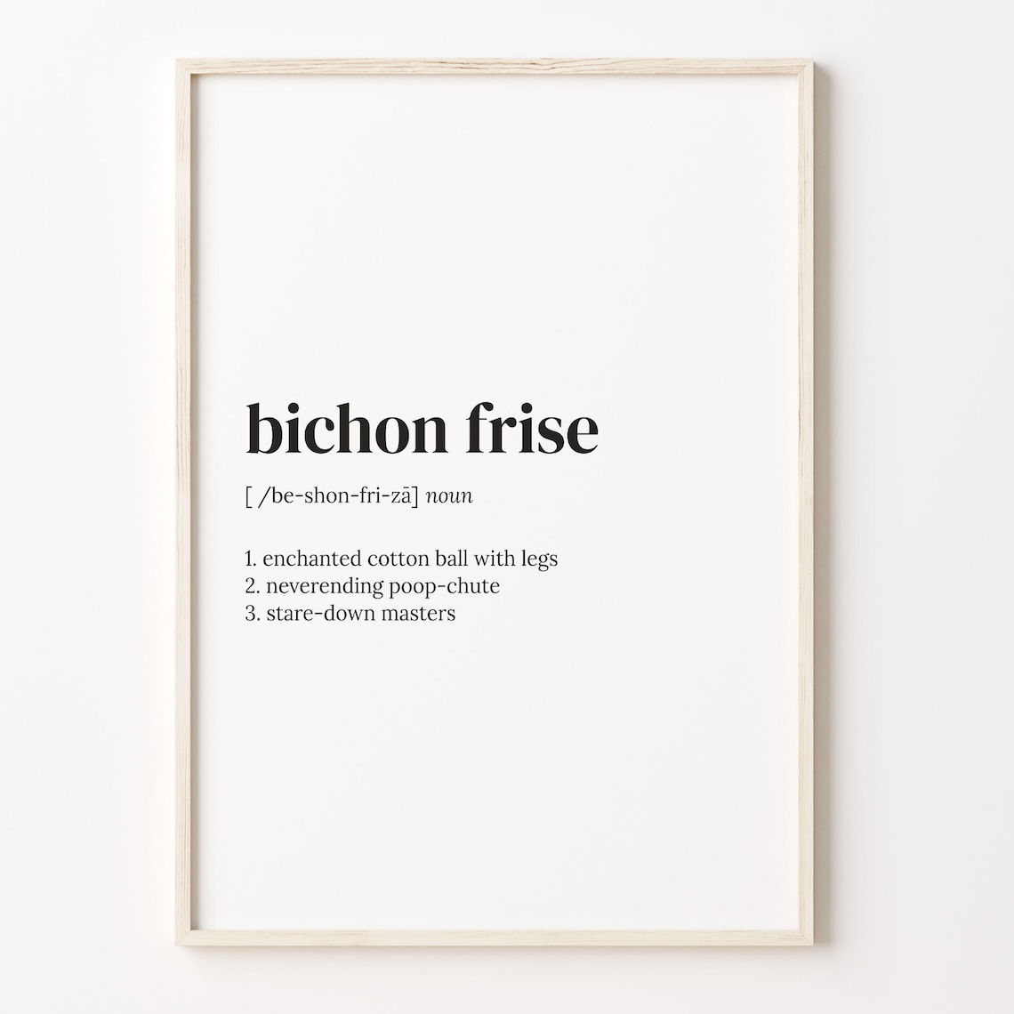 Bichon Frise Definition Dictionary Dog Poster