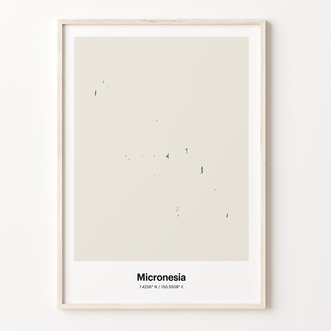 Micronesia Minimalist Line Art Island Map Neutral Coastal Decor Poster