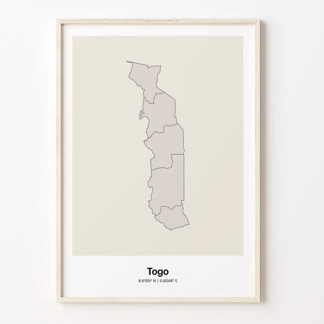 Togo Minimalist Country Map Line Art Coordinates Wall Poster