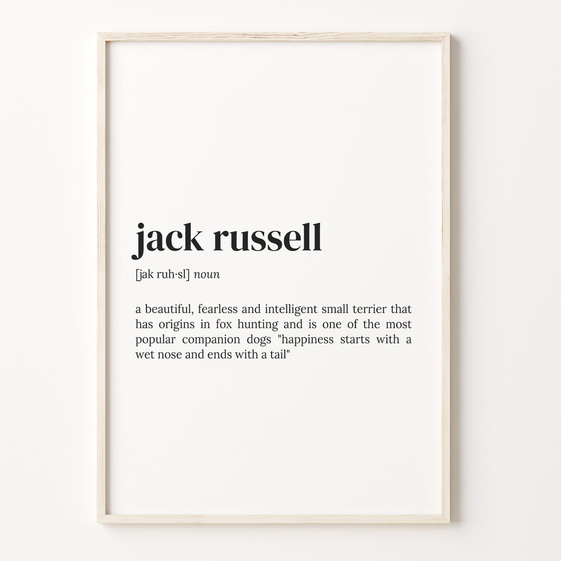 Jack Russell Terrier Dictionary Definition Print for Dog Lovers Gift