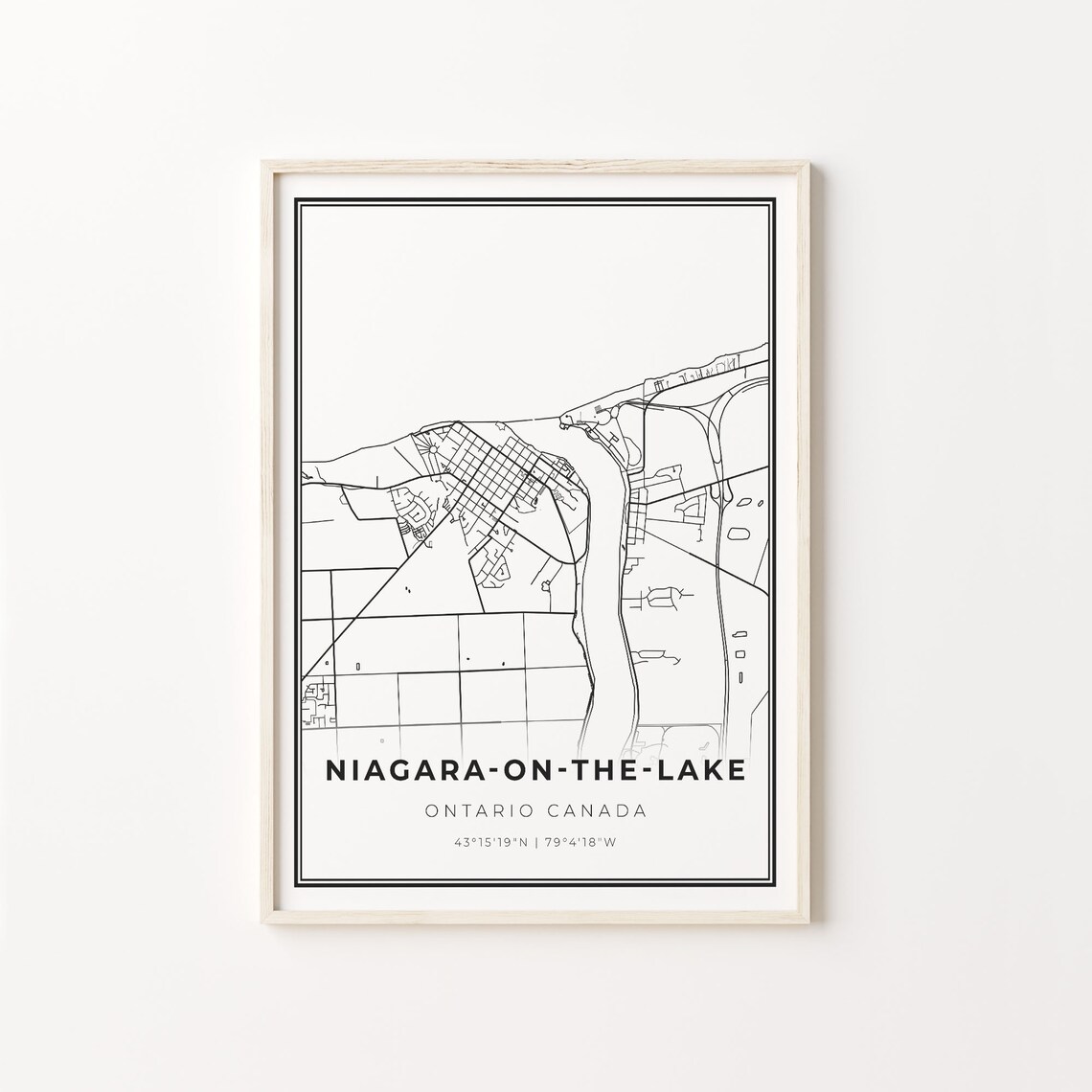 Niagara On The Lake Ontario Black White City Map Street Art Poster