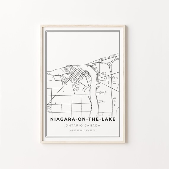 Niagara On The Lake Ontario Black White City Map Street Art Poster