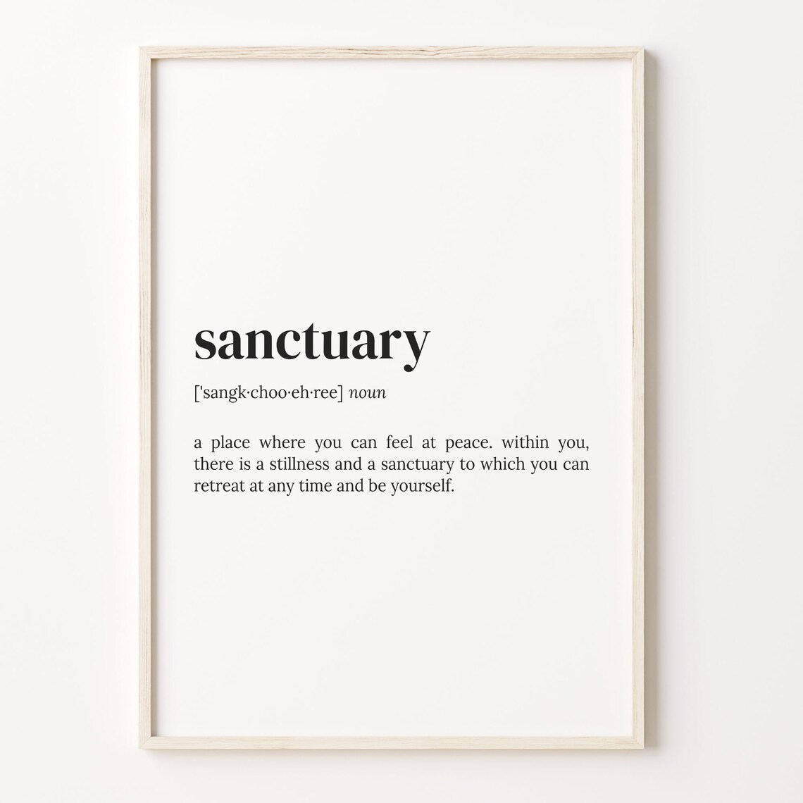 Sanctuary Definition Quote Poster, Cabin Wall Art