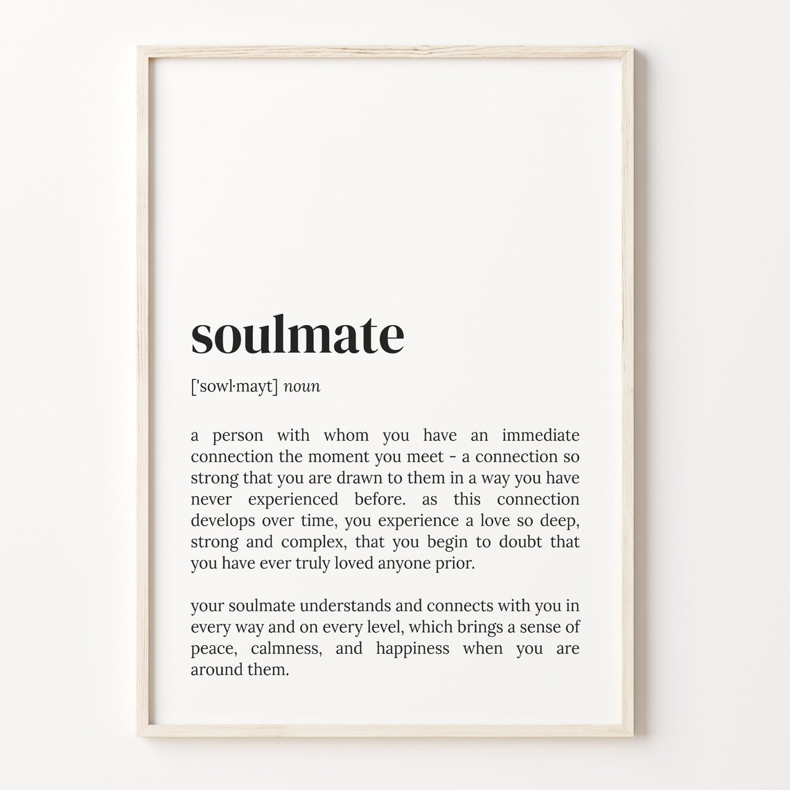 Soulmate Definition Dictionary Quote Art Print