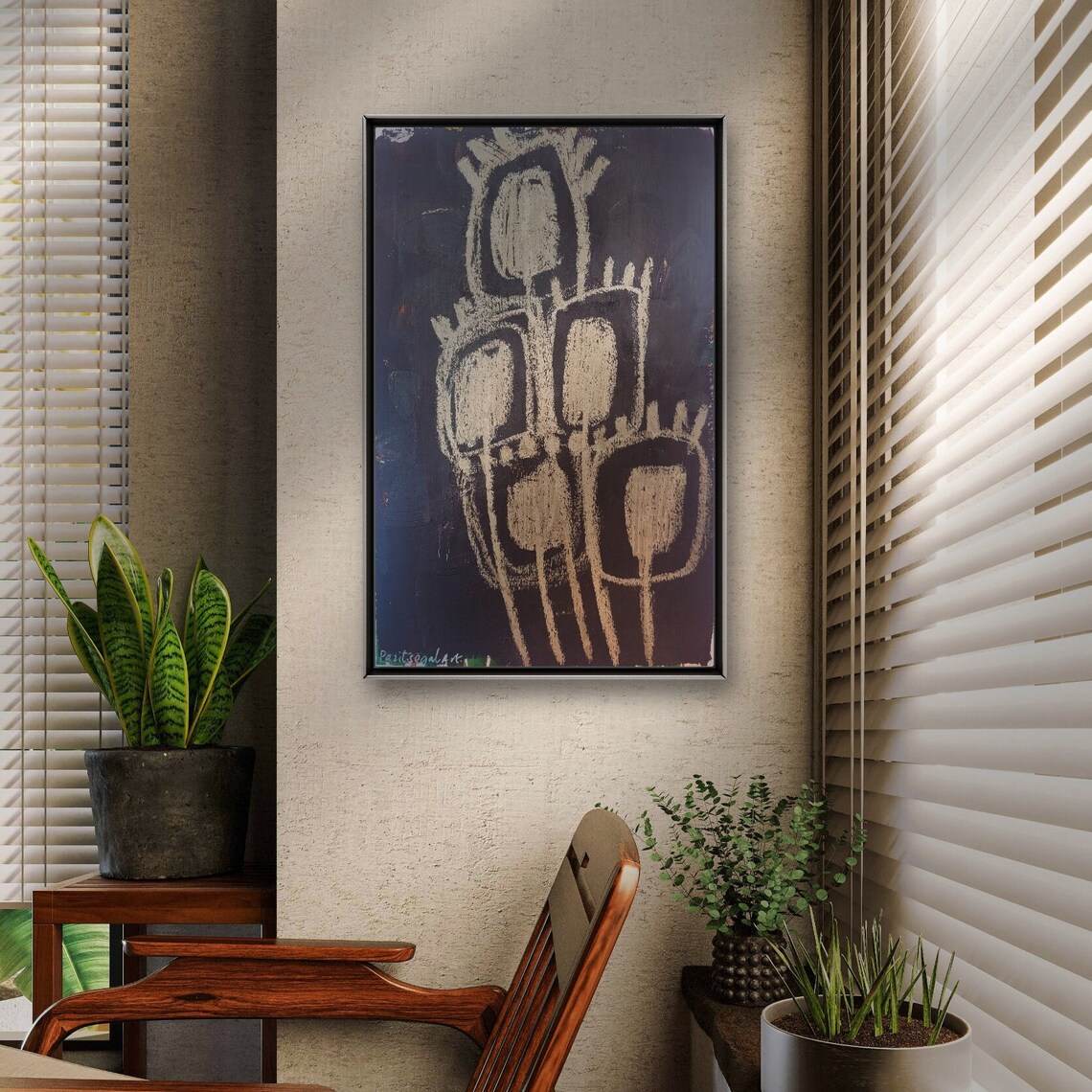 Elegant Gold Pods On Black Abstract Expressionist Painting Poster - Image 3