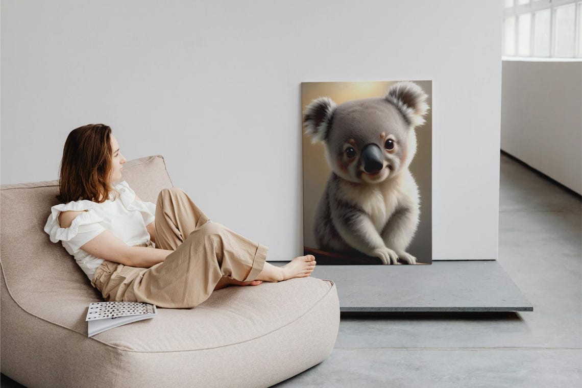 Baby Koala Wall Art Home Decor Cute Animal Painting Living Room Art - Image 3