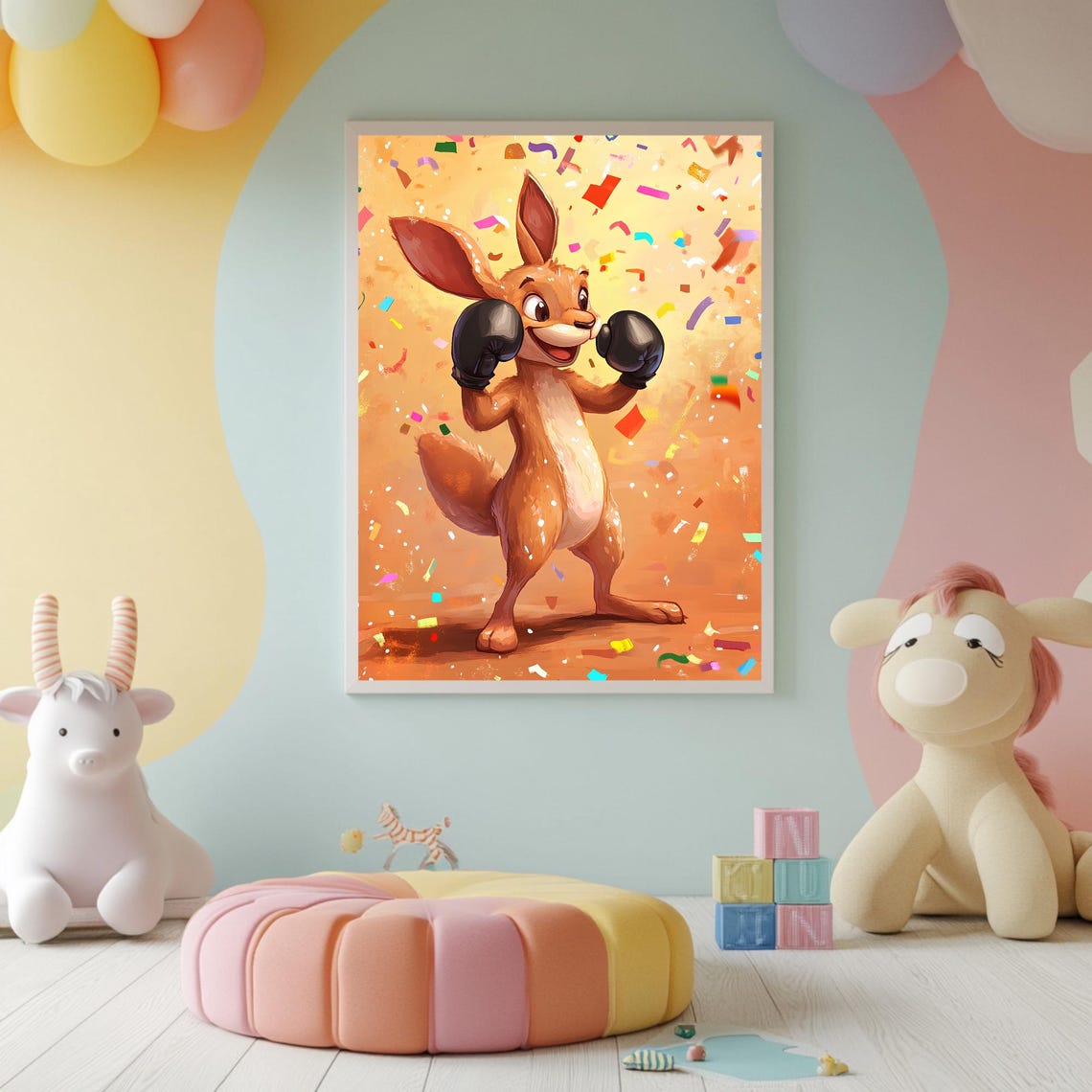 Funny Boxing Kangaroo Nursery Wall Art Kangaroo Baby Shower Gift Cute Kids Decor Sport Theme Nursery Print - Image 2
