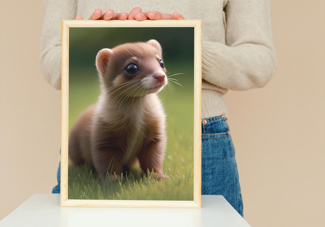 Baby Weasel Wall Art Home Decor Cute Animal Painting Living Room Art - Image 5