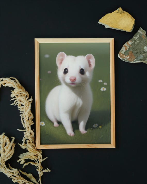 Baby Ferret Wall Art Home Decor Cute Animal Painting Living Room Art