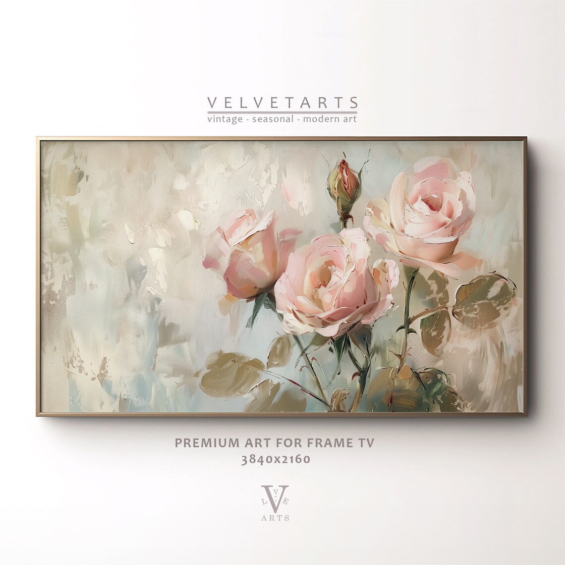 Soft Pink Roses Vintage Still Life Farmhouse Botanical Poster