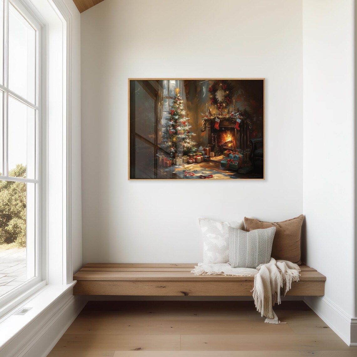 Cozy Christmas Tree and Fireplace With Gifts Christmas Eve Poster - Image 3