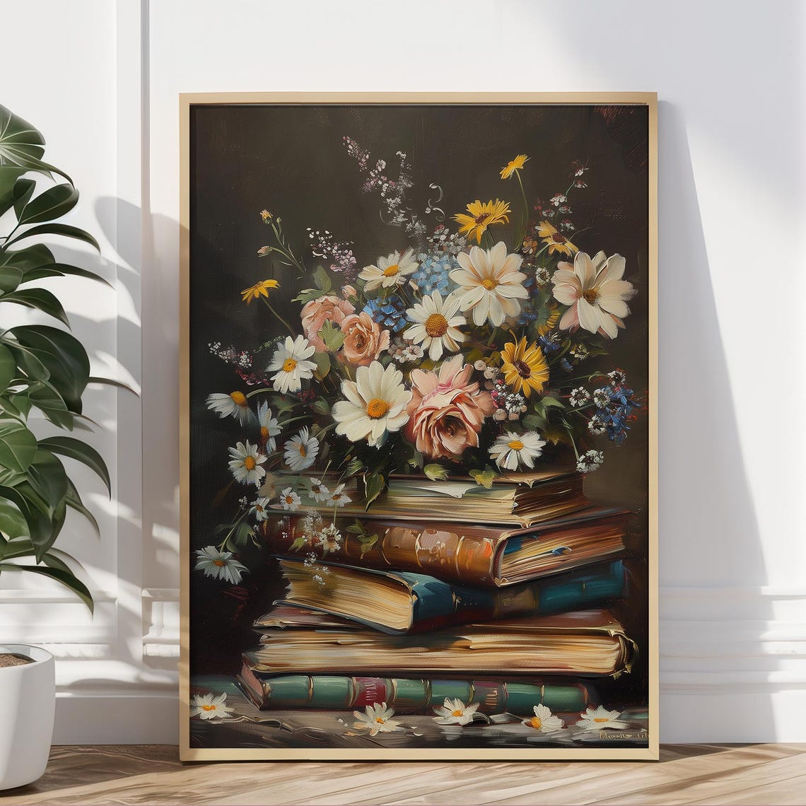 Wildflowers And Books Vintage Painting Christmas Print Farmhouse Christmas Christmas Wall Art Vp0124 - Image 5