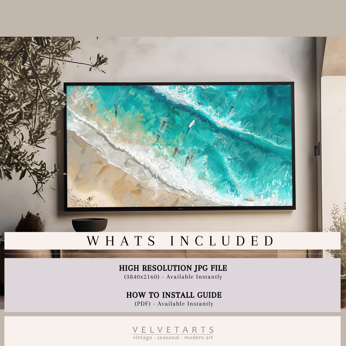 Frame Tv Art Summer Art Surf And Tide Beach Textured Painting Frame Tv Tv0002 - Image 4