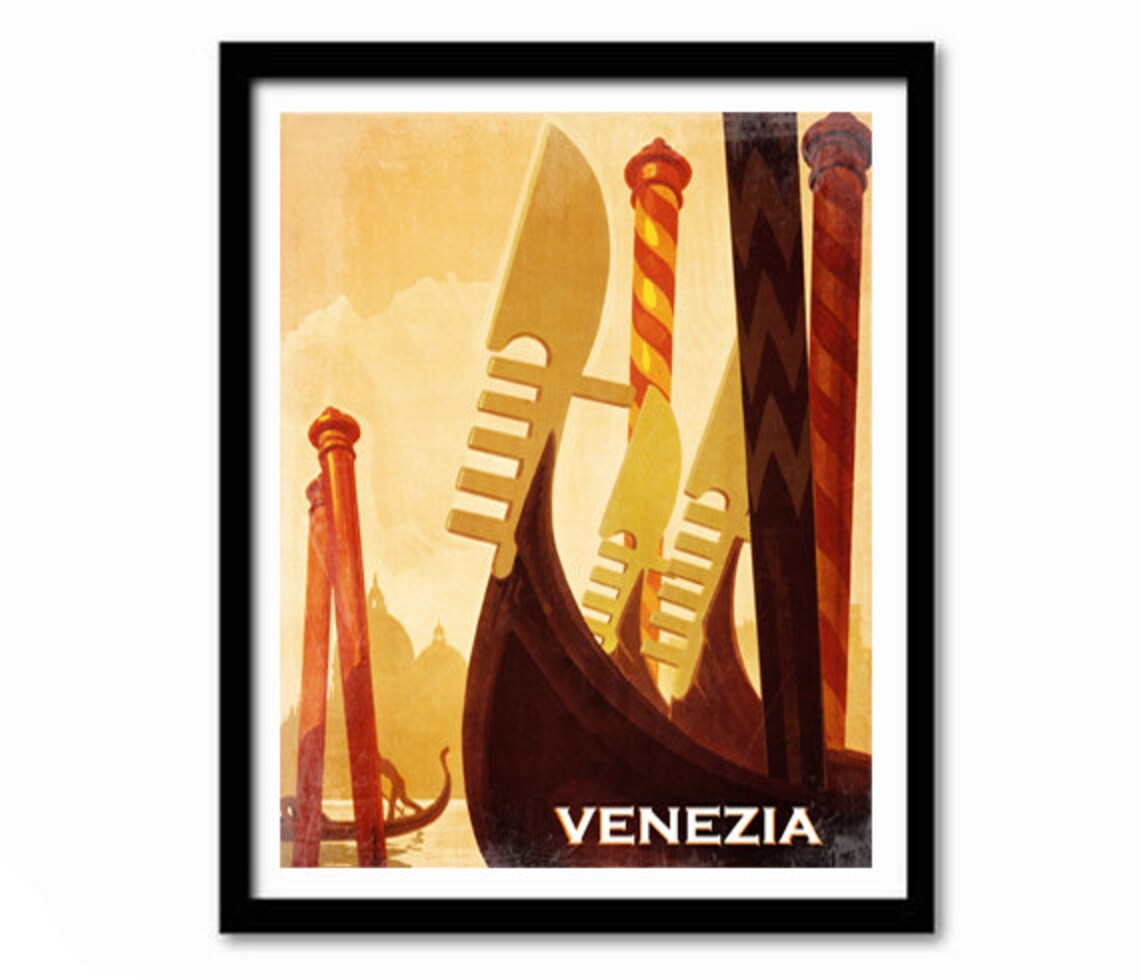Venice Retro Style Travel Poster, Italy Poster