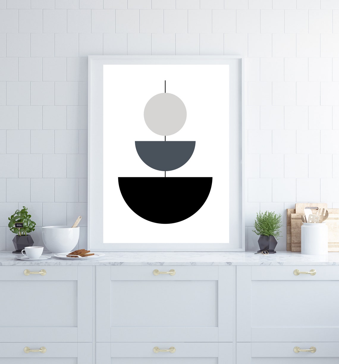 Geometric Mid Century Modern Abstract Shapes Boho Poster Art - Image 3
