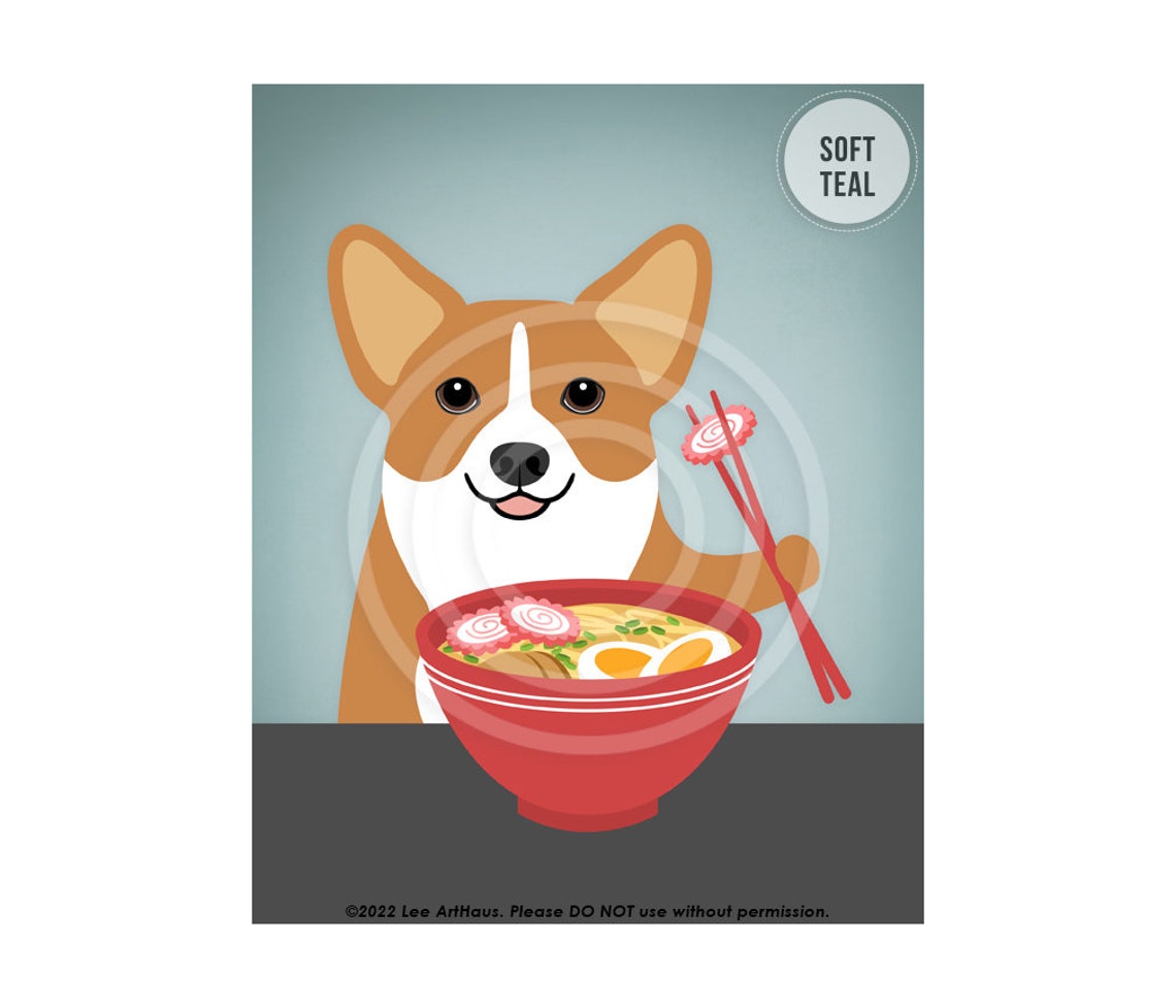 459dp Corgi Dog Eating Bowl Of Ramen Noodles Wall Art Ramen Bowl Art Corgi Gifts Corgi Art Corgi Gifts Dog Drawing Dog Prints - Image 4