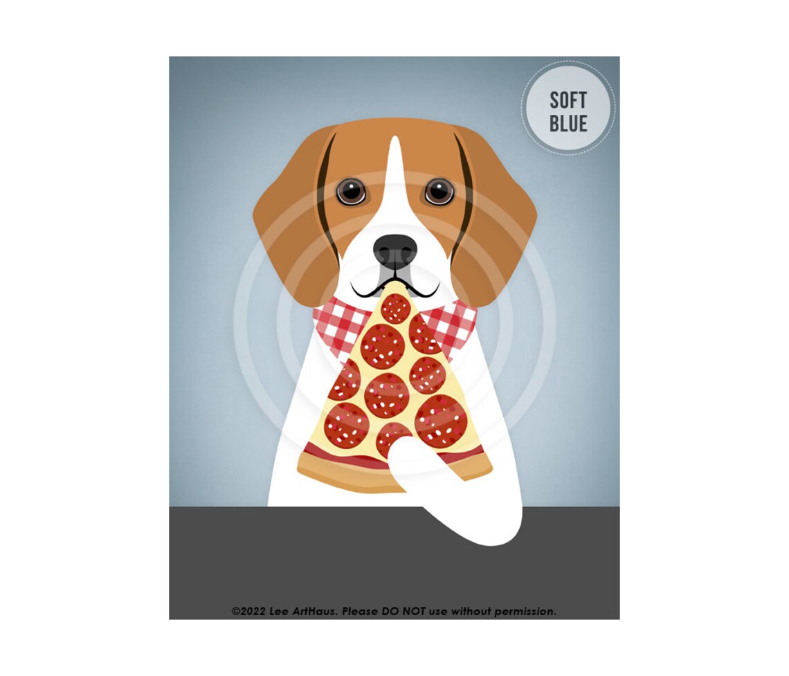 Beagle Dog Giant Pepperoni Pizza Slice Checkered Scarf Foodie Poster - Image 2