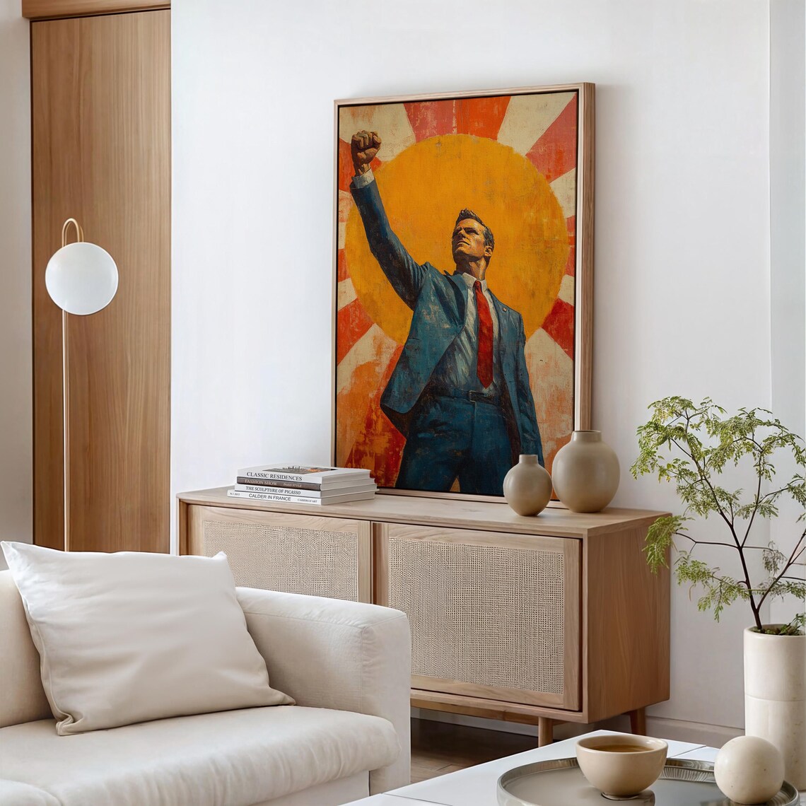 Empowering Leadership Art Man Raised Fist Sunburst Motivational Poster - Image 7