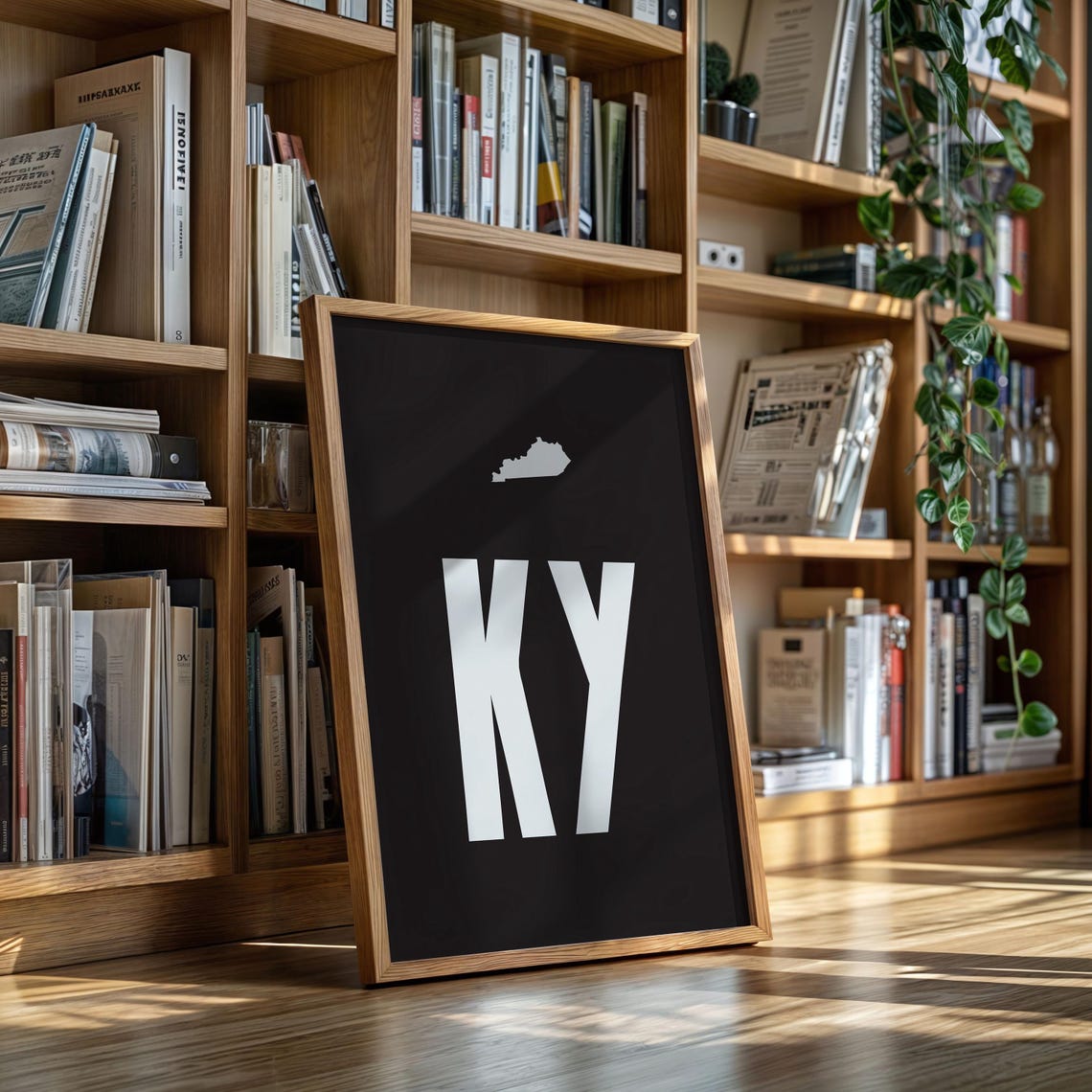 Kentucky State Abbreviation Typography Black White Minimalist Poster