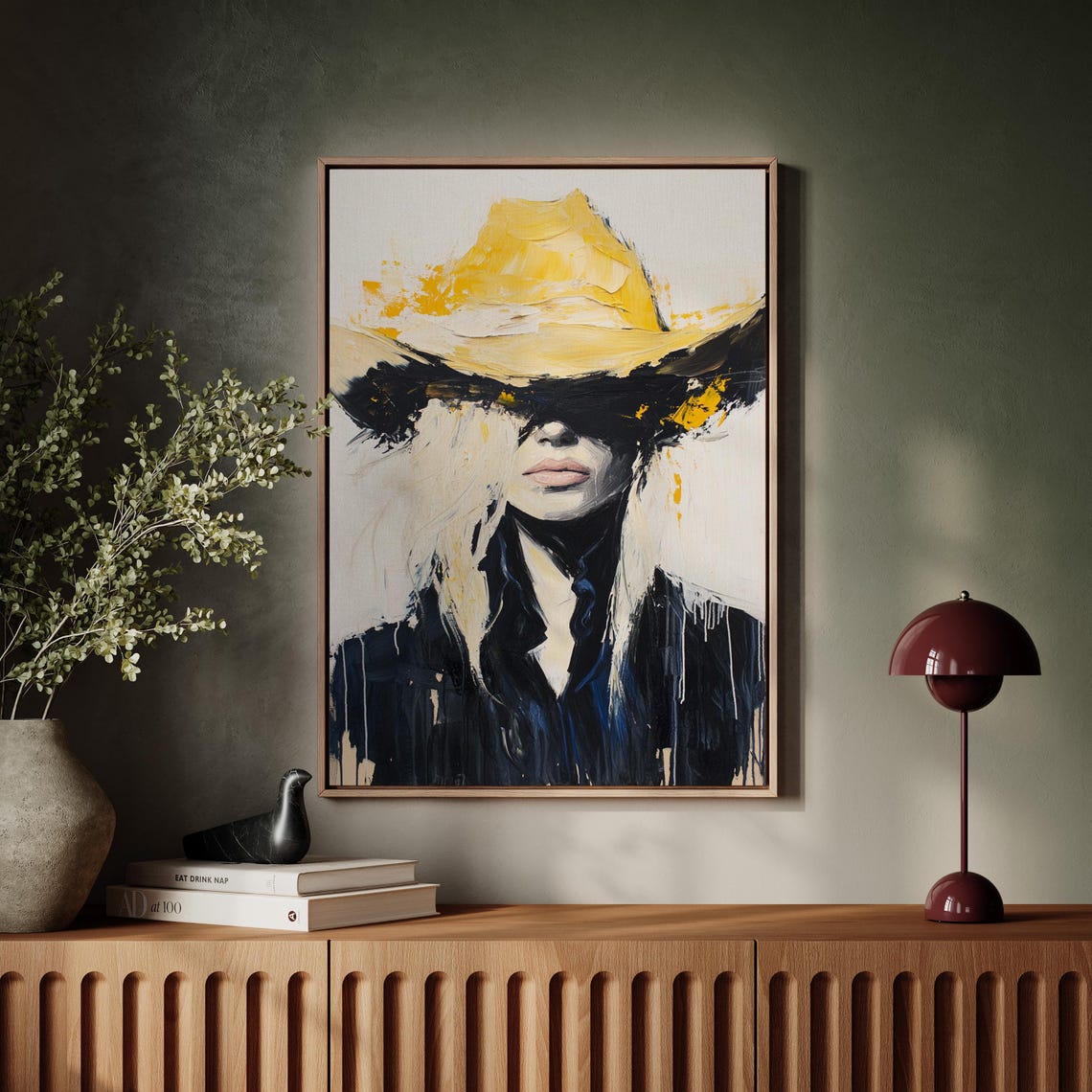 Bold Western Cowgirl Art Modern Abstract Cowboy Hat Painting Southwestern Rustic Wall Decor Stylish Rodeo Fashion Print - Image 5