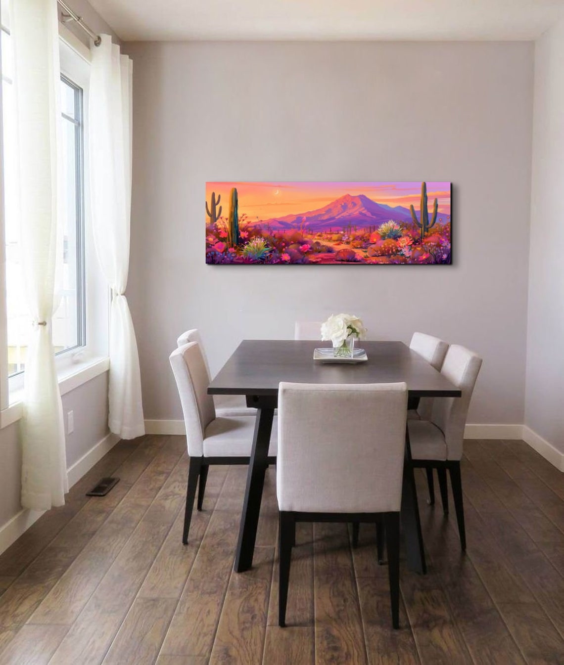 Desert Sunset Panoramic Saguaro Cacti Moon Southwestern Poster - Image 7