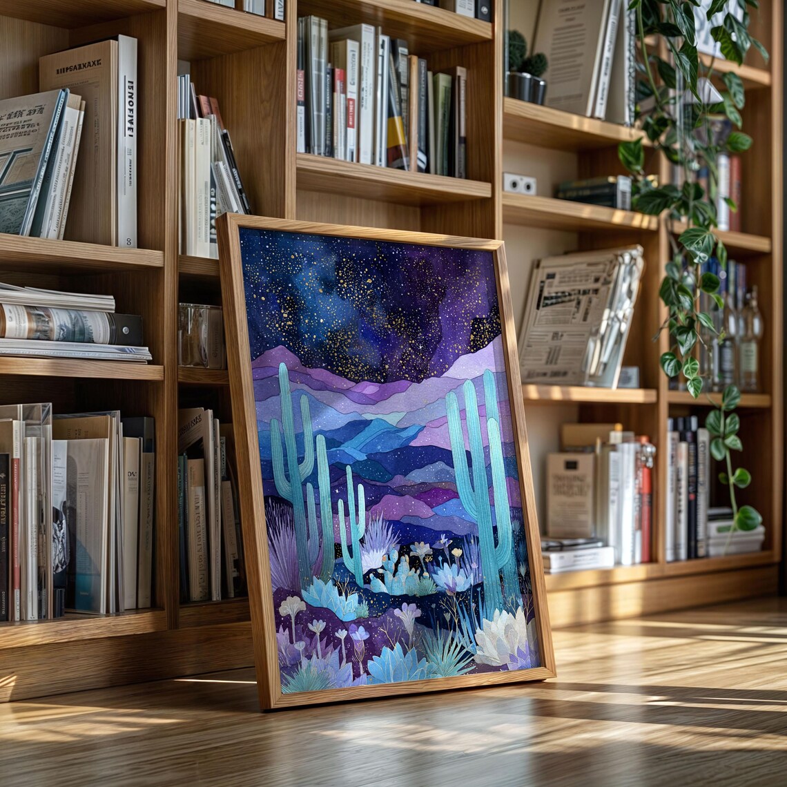 Southwest Desert Night Sky, Boho Cosmic Art Print