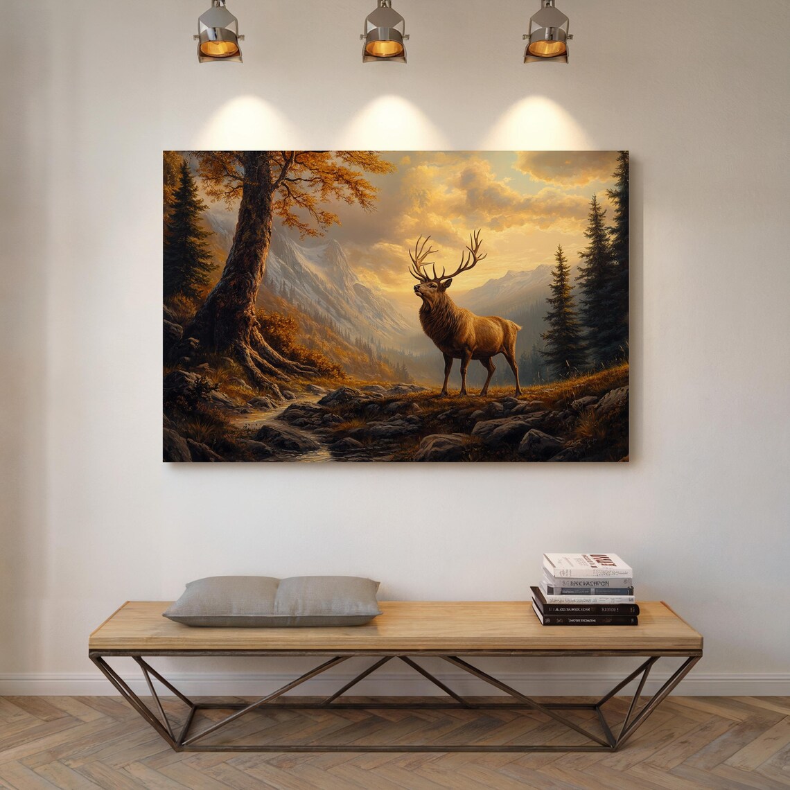 Bugling Elk In Autumn Mountains, Vintage Wildlife Art - Image 2