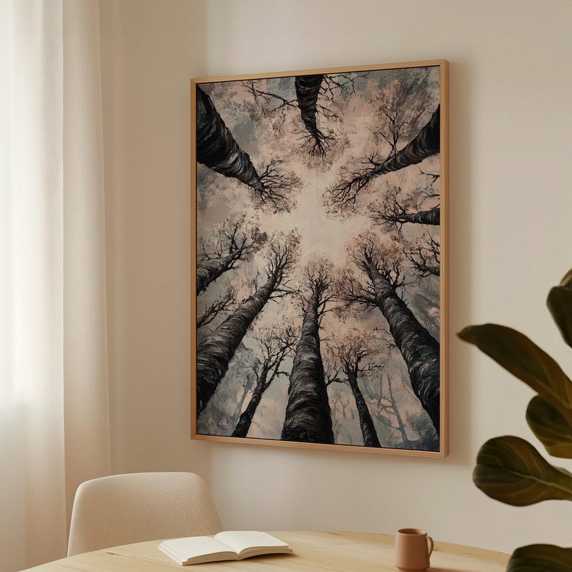 Serene Forest Canopy Looking Up At Winter Birch Trees Poster - Image 3