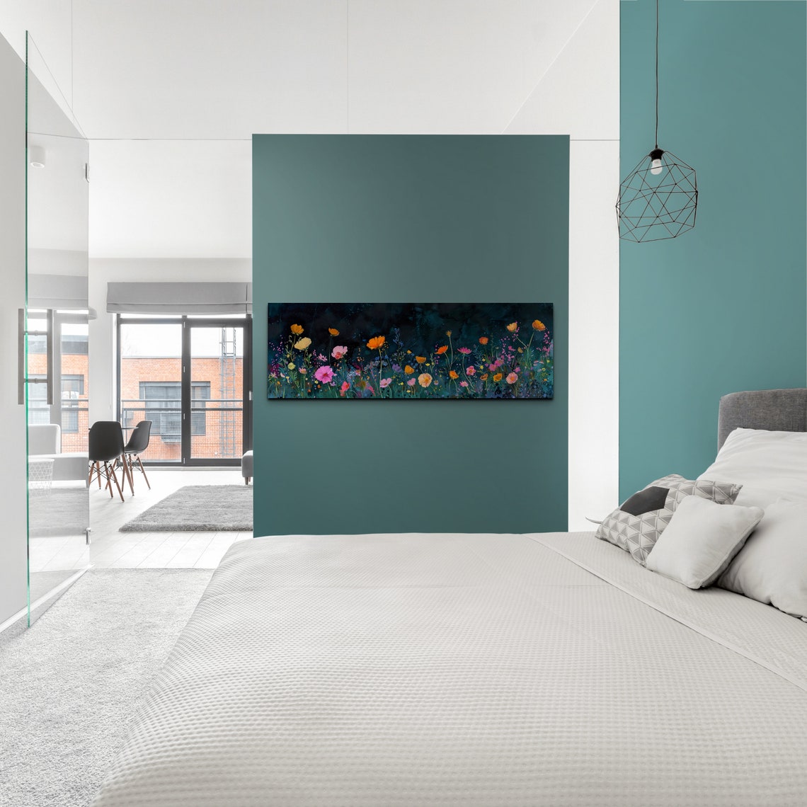 Wildflower Meadow Glowing Against Dark Night Sky Floral Poster - Image 5