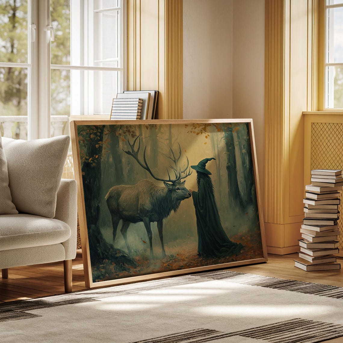 Witch Stag Misty Forest Magic Woodland Mystical Fantasy Art Poster - Image 5