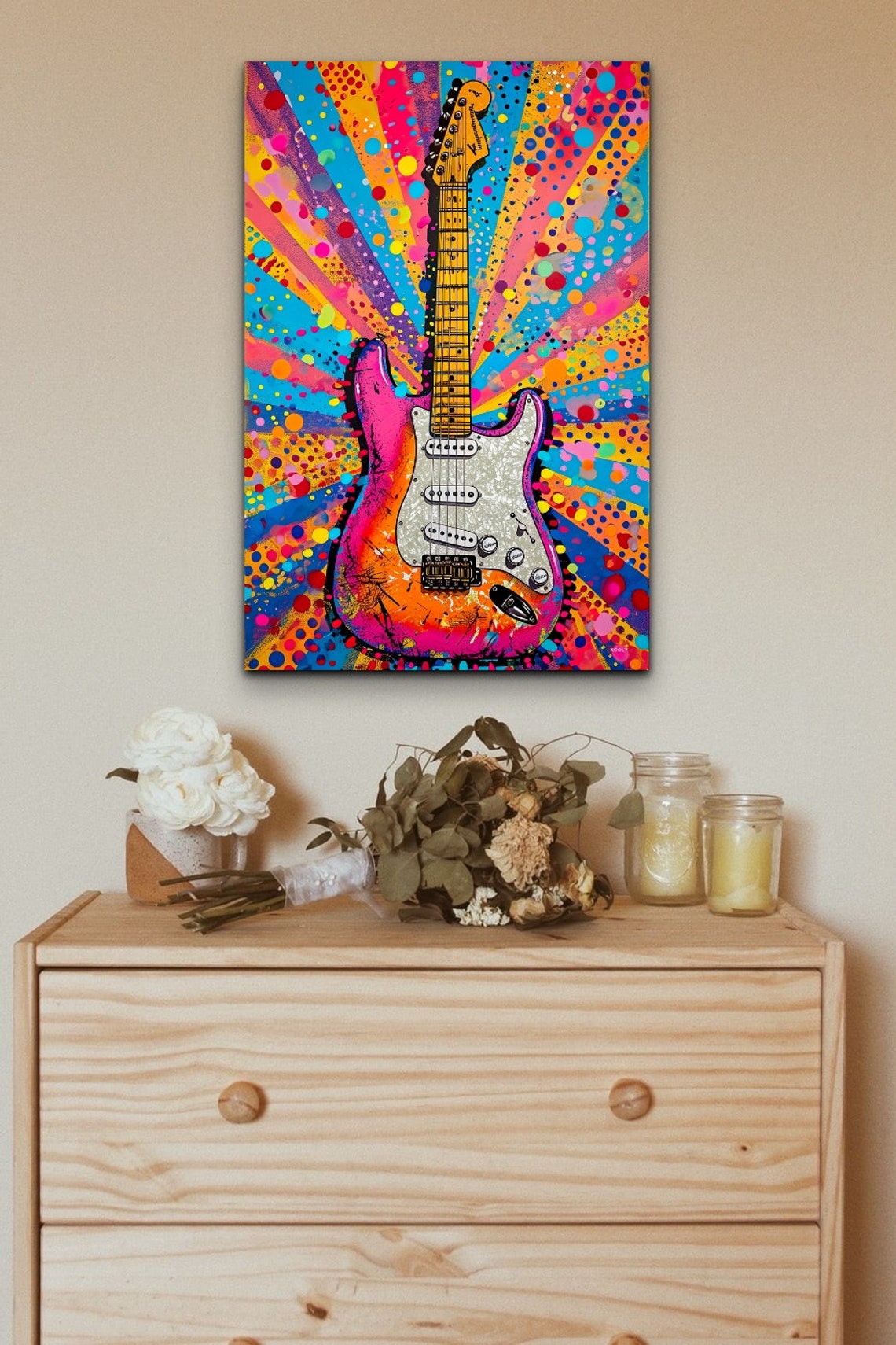 Pop Art Electric Guitar Rainbow Starburst Rock Music Wall Art - Image 7